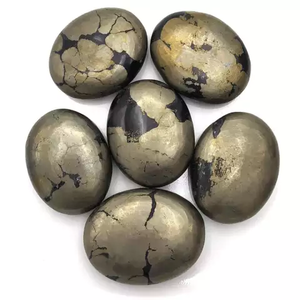 Natural Pyrite <b>Crystal</b> Sphere Stone <b>Ball</b> Silver Healing Gemstone Oval Carved Decor for Feng Shui - Product Image 4