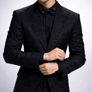 Nouvelle veste de smoking noire de luxe pour homme, blazer à revers perlé de luxe et veste de soirée de créateur faite à la main - Product Image 1