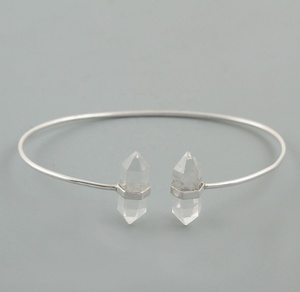 Natural Crystal Quartz Crystal Point <b>Bangle</b> <b>Bracelet</b> Handmade Custom Gemstone Jewelry Wholesale for Women - Product Image 2