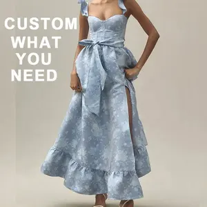 Longue robe d'été personnalisée à imprimé floral asymétrique pour femmes vêtements modestes et décontractés robe longue pour dames
