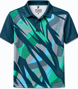 เสื้อนักเรียนชาย OEM ผ้าโพลีเอสเตอร์ 100% พิมพ์โลโก้ด้านหน้า ติดกระดุม แห้งเร็ว น้ำหนัก 180 กรัม ผ้าถัก แขนสั้น ทรงสมาร์ท - Product Image 1