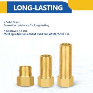 Raccord de tuyauterie long en laiton poli, adaptateur fileté BSP mâle-femelle 1/8" 1/4" 3/8" 1/2", haute pression flexible - Product Image 6