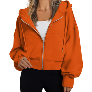 Women Cropped Hoodie Custom Pullover Fleece Sweatshirt Long Sleeve Fitness Casual Streetwear Private Label OEM ODM Apparel - Product Image 1