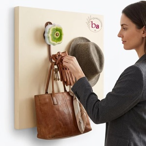 Beads Art Ceramic + Metal Multifunctional Flower Wall <b>Hook</b> Handmade Luxurious Design for Clothing Storage - Product Image 4
