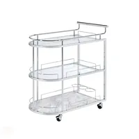 Chariot de bar moderne en céramique écologique avec étagères en verre et roulettes, style américain, idéal pour les cadeaux