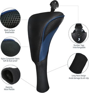 Fundas para Palos de Golf para Fairway Woods, Driver y Híbridos, Juego de 3 Piezas de Cuello Largo, Malla de Cuero Sintético Ecológico - Product Image 3