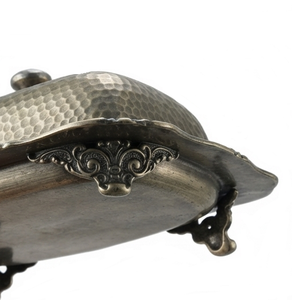 Plateau à fromage de cuisine, plats de service de table avec couvercle, plat à beurre moderne en métal martelé de haute qualité - Product Image 6