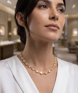Collier tennis en diamant de laboratoire, or massif 14K, collier ras-du-cou Riviera, chaîne plaquée or à coupe ronde pour mariage et soirée - Product Image 3