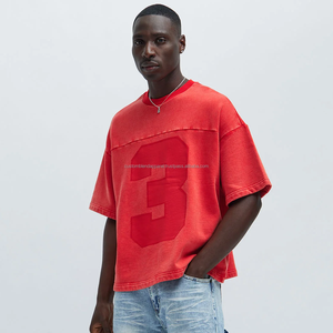 T-shirt d'été 100 % coton pour homme, doux et confortable, coupe oversize, effet délavé, tricoté, imprimé, logo personnalisé, impression DTG, sérigraphie, grammage lourd - Product Image 6