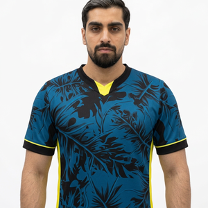 Conjunto de Camiseta de Fútbol Sublimada Unisex, Cuello Redondo, Manga Corta, Malla de Secado Rápido, Nombre y Número del Equipo Personalizados, 29, Negro, Azul, Amarillo Neón - Product Image 3