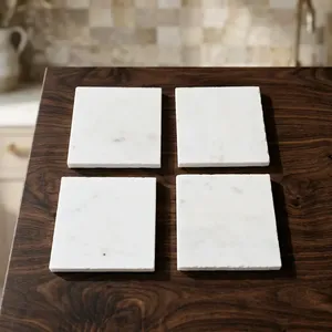 Premium Natural <b>Marble</b> <b>Coaster</b> Set Factory Direct Waterproof Stone Drink <b>Coasters</b> for Home Kitchen Dining Table and Gift Use - Product Image 2