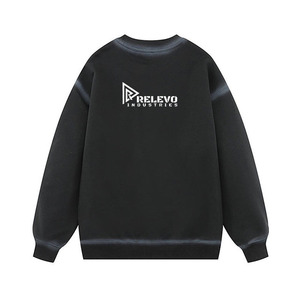 Sudadera Nueva Extra Grande con Cuello Redondo, Color Negro Sólido, Tejido de Algodón, Estilo Casual Unisex, con Logotipo Estampado en la Parte Delantera - Product Image 2
