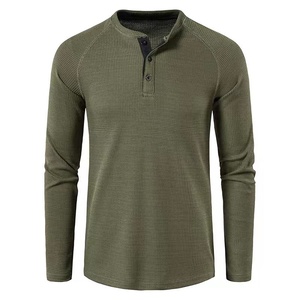 T-shirt décontracté pour homme, coupe régulière, manches longues raglan, en tissu gaufré, 100% coton, qualité supérieure, tailles européennes et américaines, idéal pour l'extérieur, fabriqué en Chine. - Product Image 6