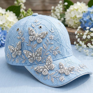Gorra de Béisbol Clásica para Mujer con Encaje Delicado, Detalles de Bordado Floral, Correa, Accesorio Casual de Moda - Product Image 1