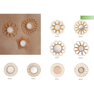 Bamboo & <b>Hand</b>-Woven Rattan Wall <b>Mirrors</b> OEM Custom Wholesale | Aqdus Saleem India - Product Image 1