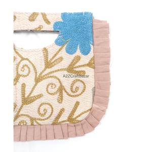 Handmade 100% Pure Cotton Kantha Suzani Embroidery Textile <b>Bag</b> With Ruffle Handle Classy Embroidery Design With <b>Medium</b> Size - Product Image 6