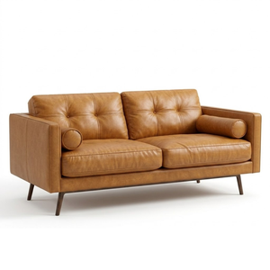 High Quality Two Seater Leather <b>Sofa</b> with Solid Wood <b>Frame</b> Modern Living Room Couch for Villa Hotel Warehouse and Home Use - Product Image 1