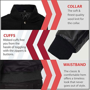 Wholesale Men Letterman <b>Jacket</b> <b>Leather</b> / Wool Made Breathable Fabric <b>Long</b> Sleeves Winter <b>Jacket</b> - Product Image 6