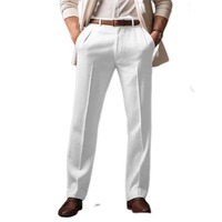 Pantalon de costume blanc pour homme, coupe slim, luxueux, de qualité supérieure, extensible, coupe droite, style chino.