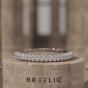 14K Solid Gold Lab Grown Diamond Double Row Eternity Ring Prong Set <b>Wedding</b> Band Stackable Anniversary Jewelry - Product Image 4