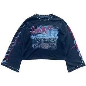 T-shirt gaufré surdimensionné noir personnalisé 100 % coton pour homme avec manches évasées et coupe carrée - Product Image 1