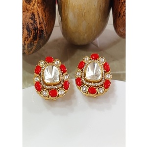 Luminous Premium Quality Brass Gold Plated Moissanite <b>Stud</b> <b>Earring</b> for Women Girls Trendy Party Wear Collection - Product Image 1