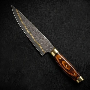 High Quality Copper Damascus Pattern Outdoor Multipurpose Chef Knife With Balanced Design For <b>Camp</b> <b>Kitchen</b> Equipment - Product Image 4