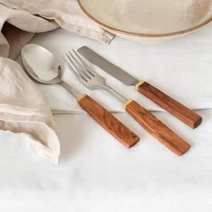 Cubiertos de cocina de acero inoxidable de primera calidad con mango de madera para hoteles, restaurantes, cafeterías y cenas en casa. - Product Image 6