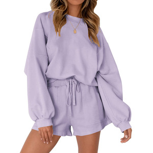 Ensembles de sweat-shirts et shorts respirants de qualité supérieure au meilleur prix, les plus demandés, de la meilleure qualité, ensembles de 2 pièces pour femmes - Product Image 1