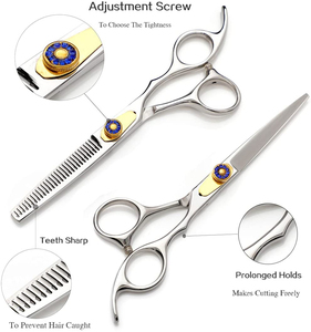 Wholesale Professional Stainless Steel Barber Hair Cutting Thinning Scissors <b>Set</b> with <b>Razors</b> Sharp Blade Tip Salon Grooming Use - Product Image 3