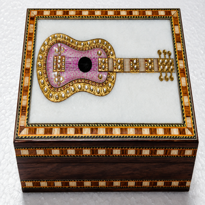 Shree WB-02 Custom Design Rectangle Wooden Rose White Marble Violin Pattern Handmade Durable Decorative <b>Box</b> <b>Ramadan</b> Graduation - Product Image 1