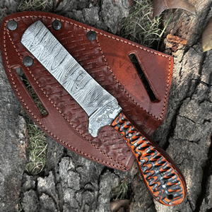 Handmade Cowboy Bull Cutter <b>Knife</b> | Full Tang Damascus Steel Cleaver Outdoor Utility <b>Knife</b> Leather <b>Sheath</b> Ultra Razor Sharp OEM - Product Image 1