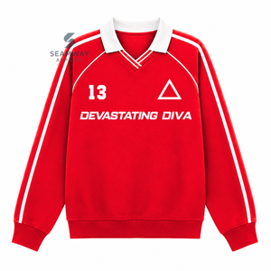 Delta |   Sigma |   Sweat-shirt de rugby pour femmes Theta, col polo, manches longues, broderie, pull décontracté, style universitaire - Product Image 1