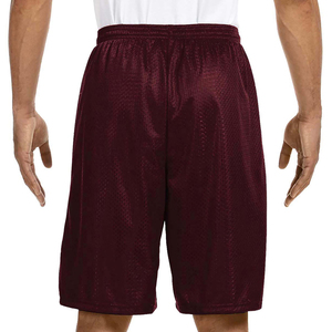 Shorts de sport pour homme en maille bordeaux, taille élastique, respirants, décontractés, longueur Bermuda, couleur unie - Product Image 6