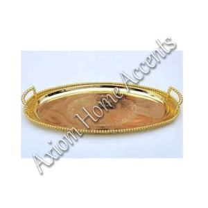 Axiom Home Accents Bandeja de latón hecha a mano Acabado suave Bandeja de ajuste de mesa de Navidad para servir Artesanía decorativa de metal - Product Image 3