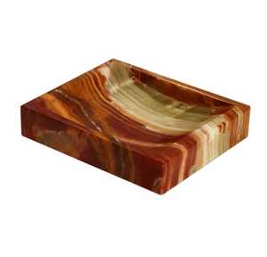 Porte-savon rectangulaire en marbre onyx multicolore, plateau à savon en pierre naturelle, accessoires de salle de bain, vente en gros - Product Image 1