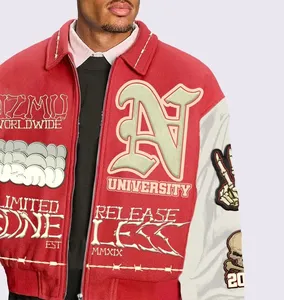 Chaqueta Varsity Personalizada para Hombre, Estilo Urbano de Invierno, Premium, con Letras Bordadas, OEM, ODM, 100% Lana Peinada, Logotipo Frontal Personalizado - Product Image 6