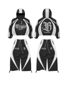 Conjuntos Deportivos de Nylon para Hombre, Chaqueta Cortavientos con Cierre y Pantalones Holgados, Ropa Deportiva Urbana - Product Image 3