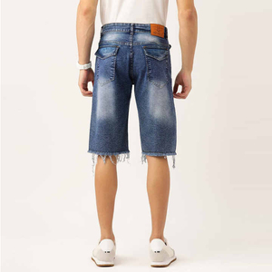 Men's Stonewashed Corduroy Bermuda Shorts High Waist Drawstring Casual Vintage High Street Frayed Hem <b>Blue</b> Cotton <b>Canvas</b> Fabric - Product Image 4