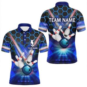 T-shirt personnalisable pour homme, manches courtes, imprimé par sublimation, chemise de bowling, 100% polyester, respirant, séchage rapide - Product Image 2