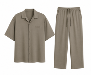 Ensemble coordonné deux pièces décontracté sur mesure OEM : chemise à col campiste oversize et pantalon large – Directement de l'usine Blimpex International - Product Image 1