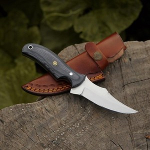 มีดล่าสัตว์ มีดตั้งแคมป์ มีดพกพา EDC ใบมีดแบบ Fixed Blade ด้ามจับแบบ Full Tang สำหรับกิจกรรมกลางแจ้ง มีดแล่เนื้อ ด้ามไม้ Pakka สีดำ ปลอกหนังแบบ Rustic ผลิตจากโรงงานโดยตรง รับผลิตแบบ OEM - Product Image 6