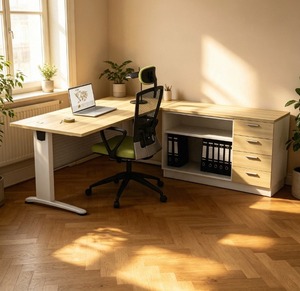 Escritorio de Computadora Moderno, Independiente y Duradero de Madera, con Ensamblaje DIY y Altura Ajustable, Muebles para Oficina en Casa - Product Image 1