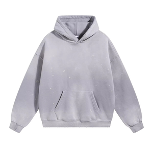 Sweat-shirts à capuche pour hommes avec logo personnalisé, 100% coton, lavage à l'acide, basique, faible MOQ - Product Image 2