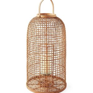 Coastal Decorative <b>Bamboo</b> Handmade <b>Lantern</b> With Glass Candle Holder Eco-friendly Rustic Vintage for Boho Home Decor - Product Image 2
