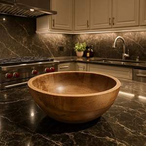 Tazón de madera de diseño artesanal antiguo para cocina, tazón decorativo para servir y usar en la comedor. - Product Image 4