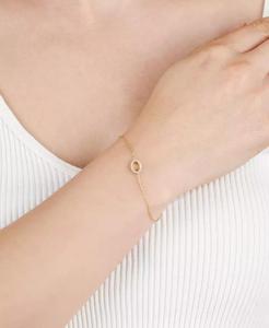 Bracciale a catena con ciondoli ovali in zirconi cubici (1/4 ct. T. w.) in oro 14k su argento Sterling | Macacy's - Product Image 2