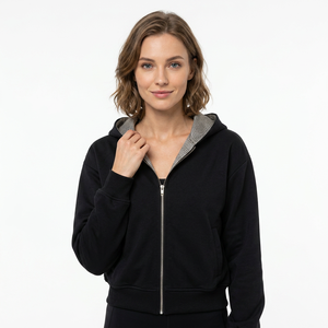 Sudadera con Capucha Negra para Hombre, Corte Regular, Forro de Algodón Tejido, Ropa Casual de Otoño - Product Image 5
