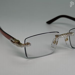 Gafas de Sol de Lujo con Diamantes, Diseño Unisex, Lentes Transparentes, Montura Metálica Chapada en Rodio, Gafas Ópticas de Diseñador - Product Image 4