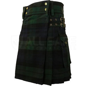 Trending Mens Utility Kilt Modern Tartan Design Cargo Pockets <b>Belt</b> Loops Reinforced Hem <b>Festival</b> Ready Comfortable Fit Now - Product Image 1